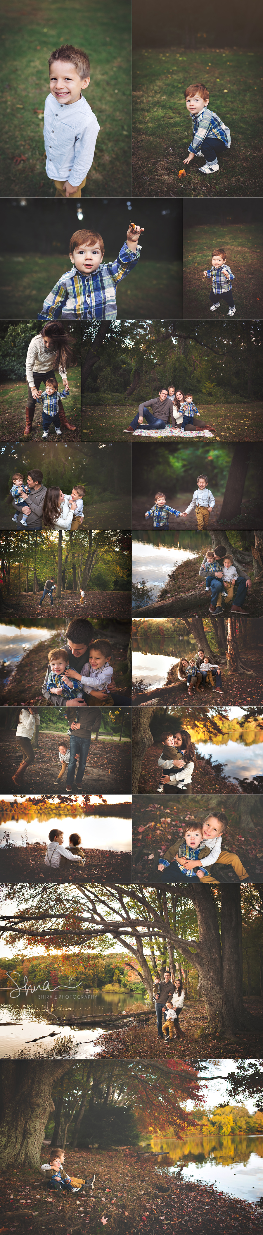 collage of images at Hempstead Lake Park of long island family with two little boys. A family photographers dream!