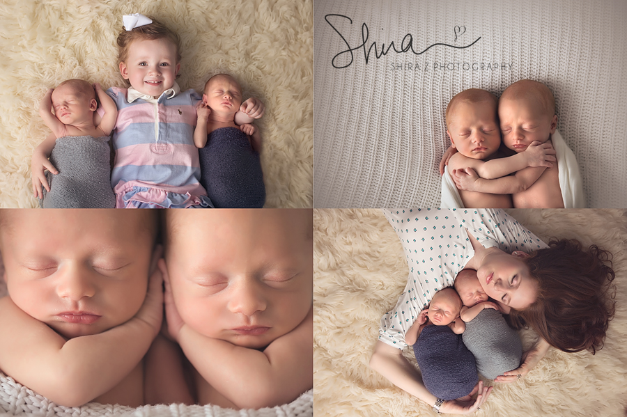 Long Island Family Photos collage of twin newborn boys