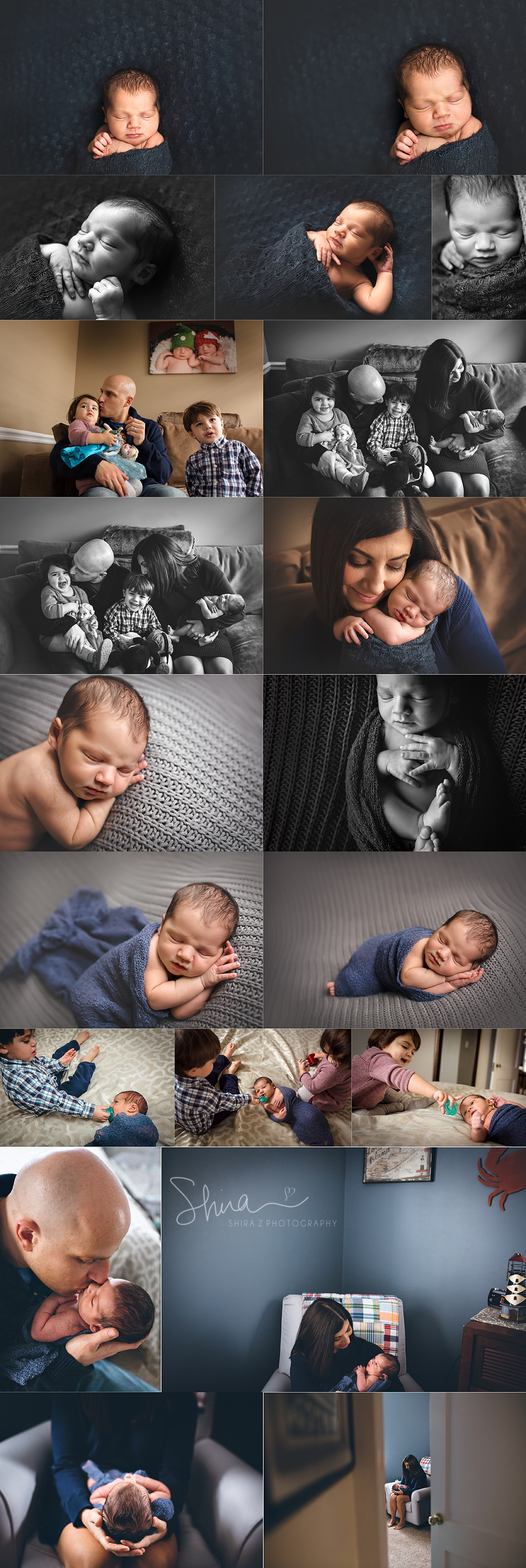 collage of a Newborn baby boy photo session by long island newborn and family photographer Shira Z. Photography
