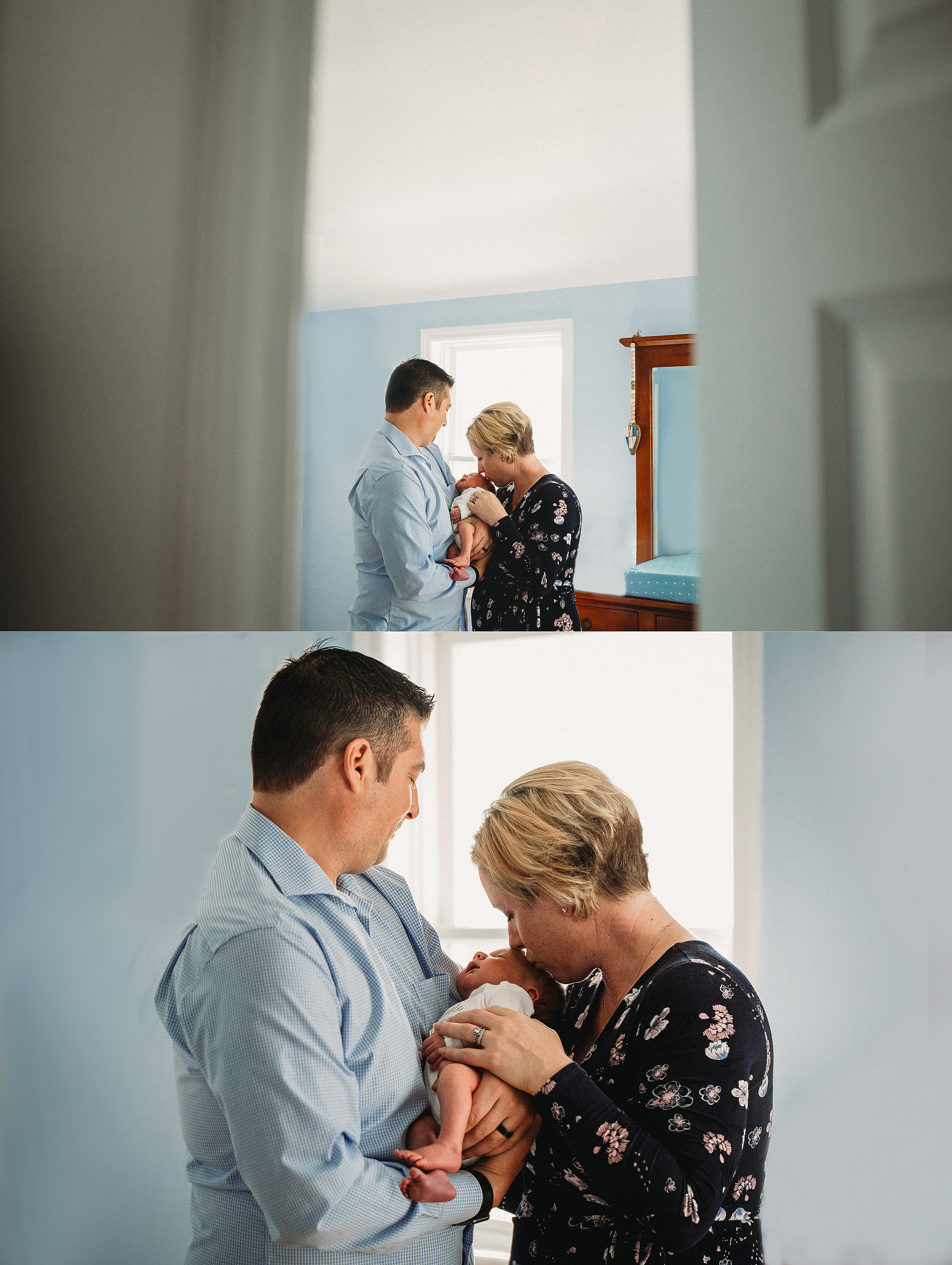 in home lifestyle newborn photos with mom and dad